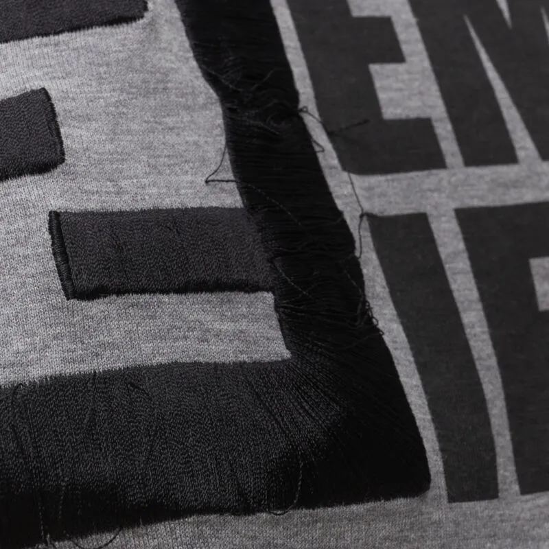 FENDI Femme Fierce embroidery FF logo grey cropped cotton tshirt M