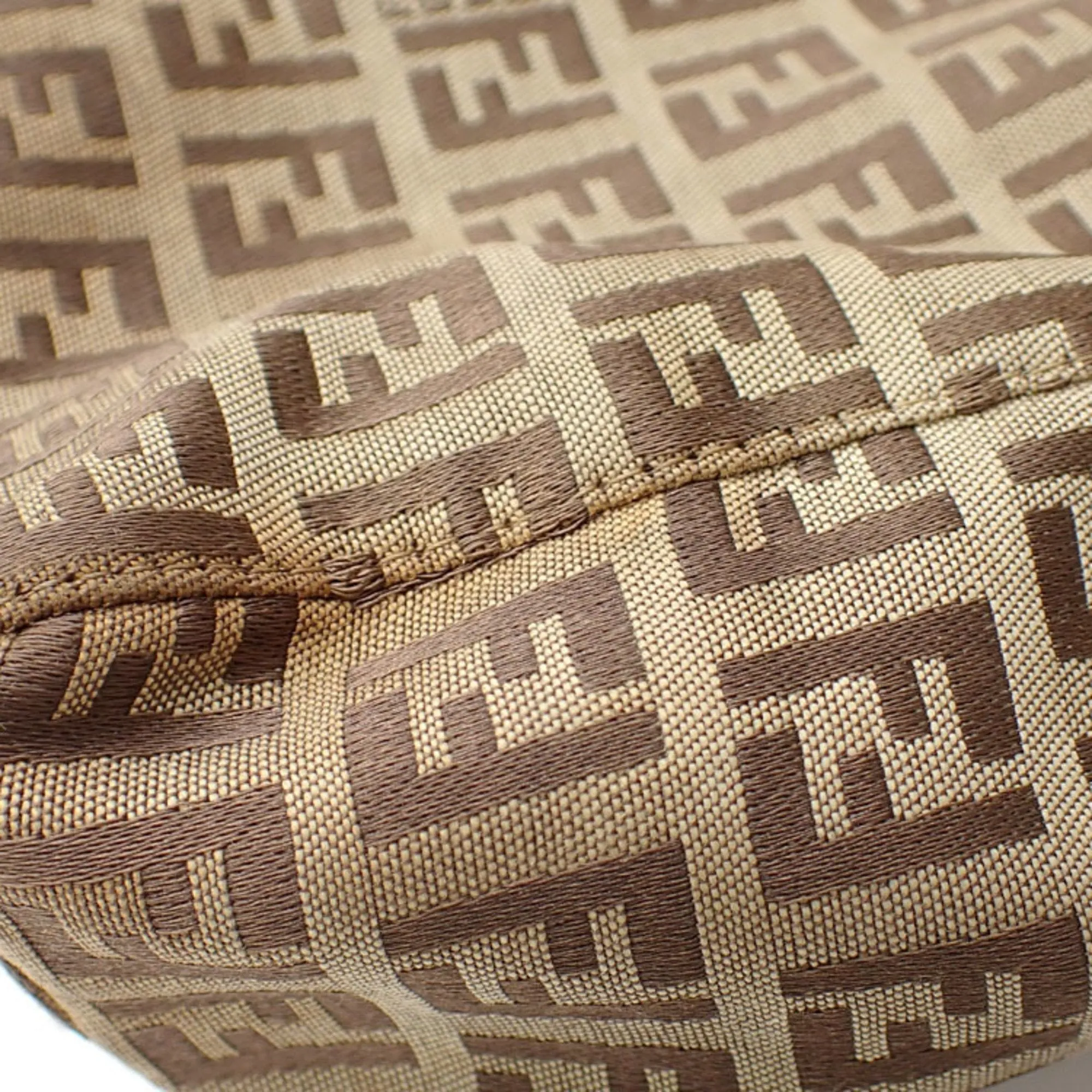 FENDI Handbag Zucchino Women's Brown Canvas Leather 8BH018
