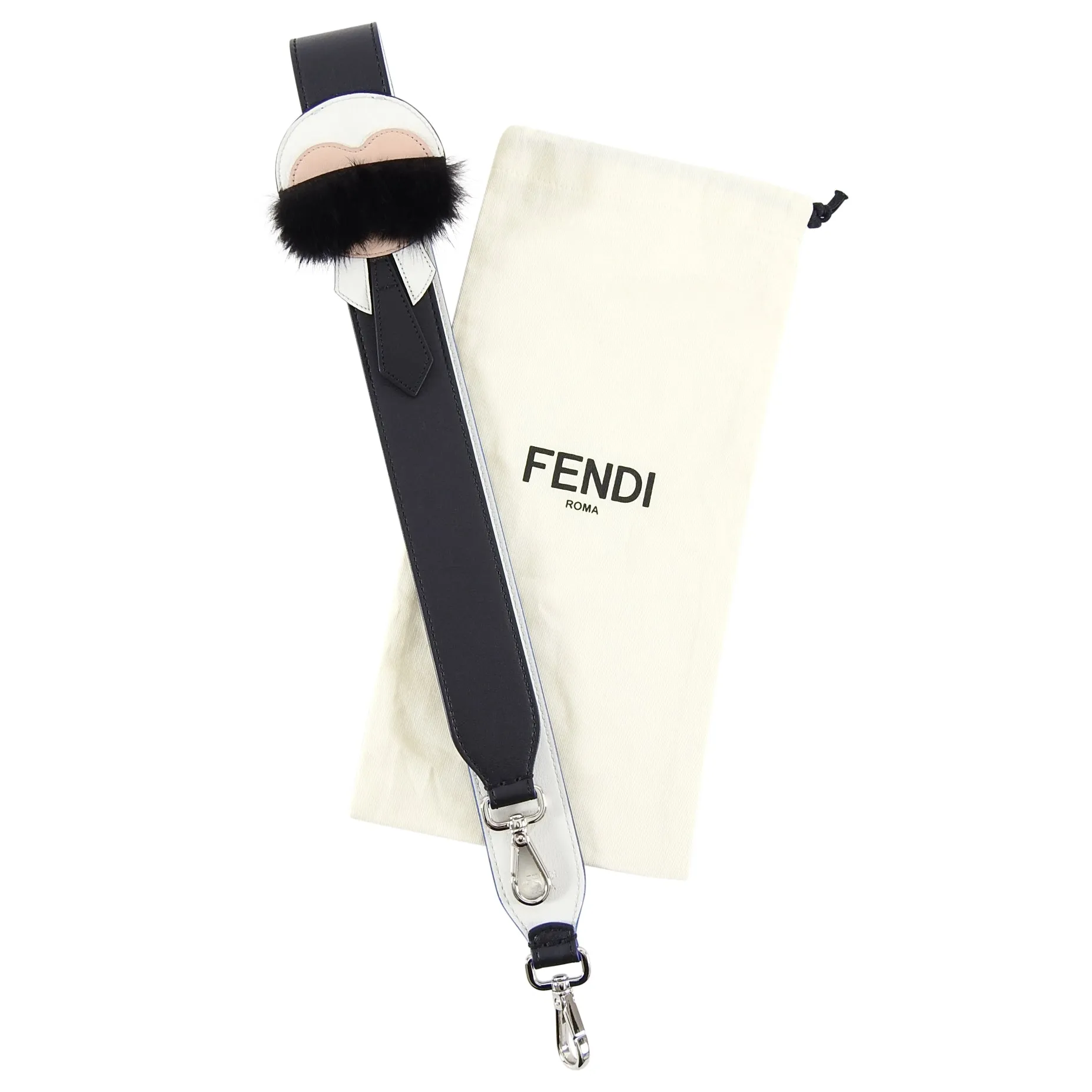 Fendi Karlito Karl Mink Fur Strap You Bag Strap