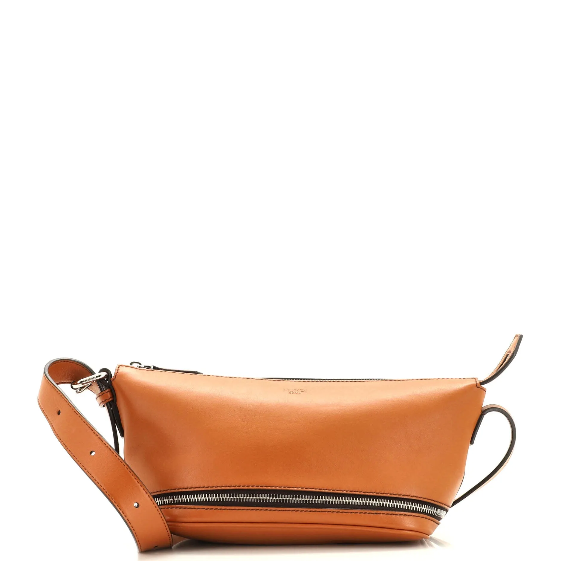 FENDI Logo Expandable Shoulder Bag Leather Small