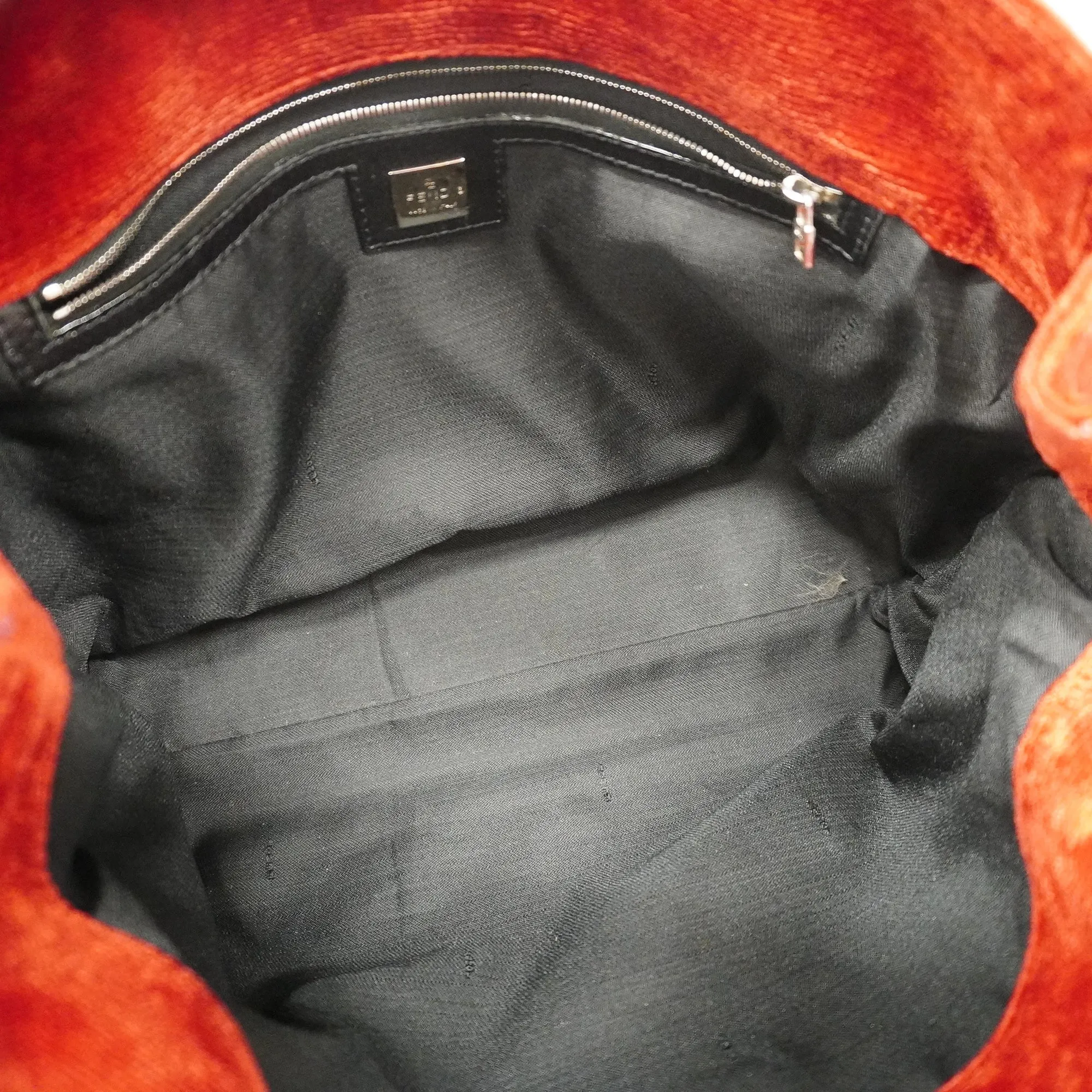 FENDI  Logo Velor Women's Tote Bag Red Color