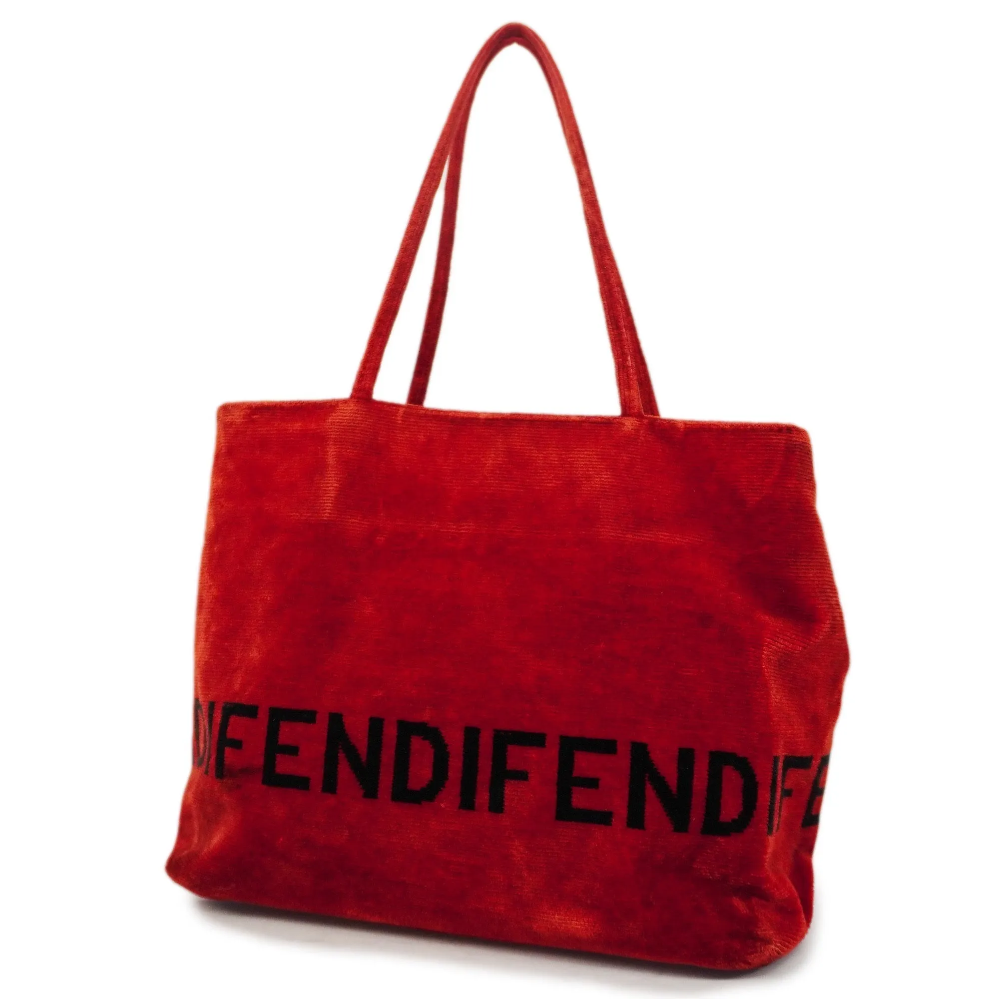 FENDI  Logo Velor Women's Tote Bag Red Color