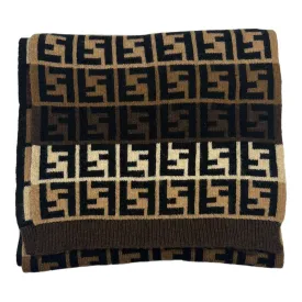 Fendi Zucca Print Scarf Tri Color Brown Pre-Owned