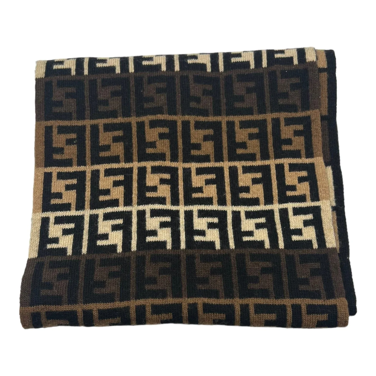 Fendi Zucca Print Scarf Tri Color Brown Pre-Owned