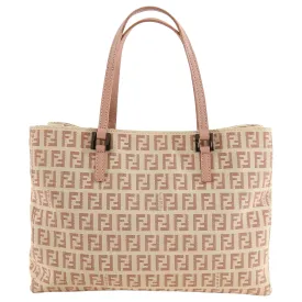 Fendi Zucca Small Pink and Beige FF Logo Tote Bag