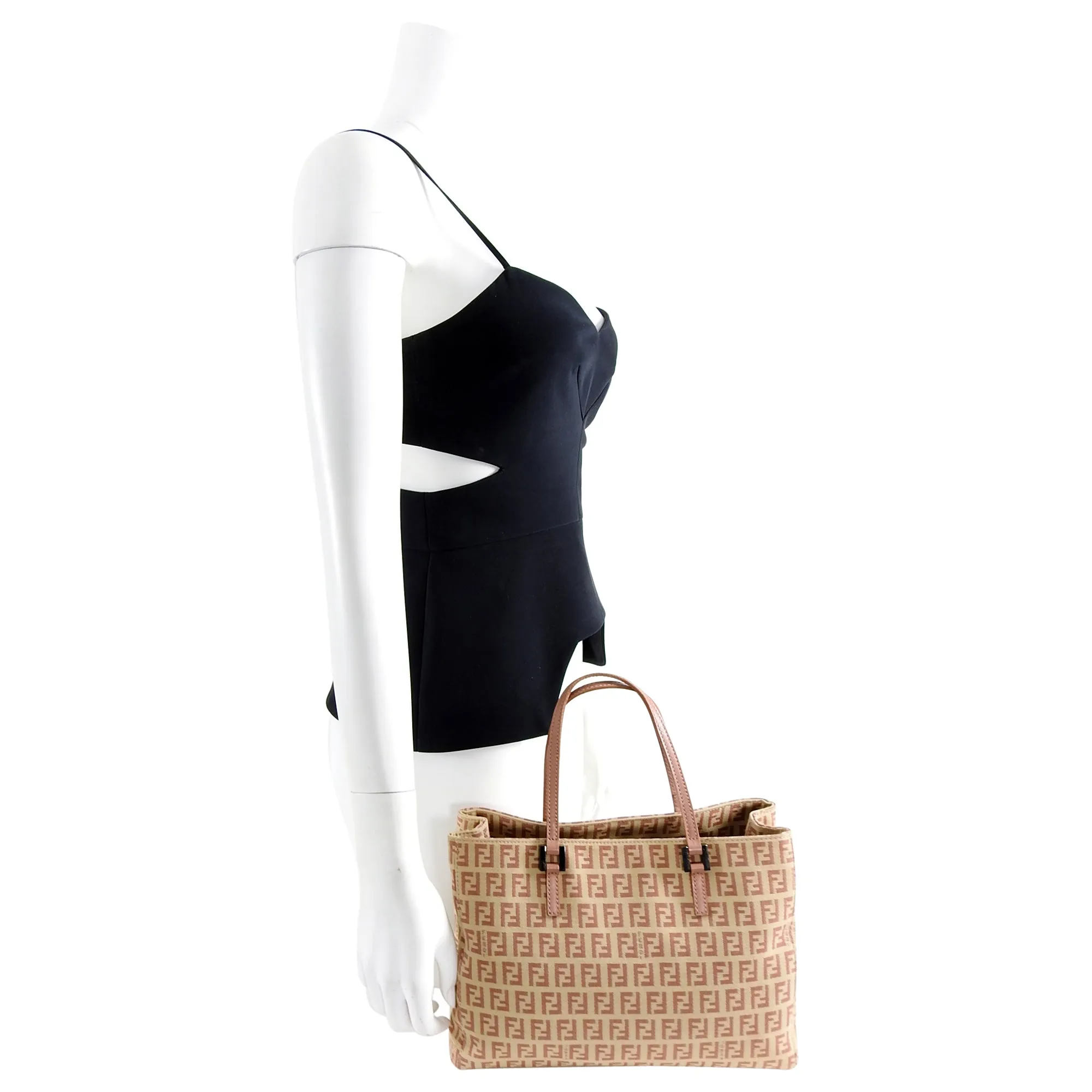 Fendi Zucca Small Pink and Beige FF Logo Tote Bag