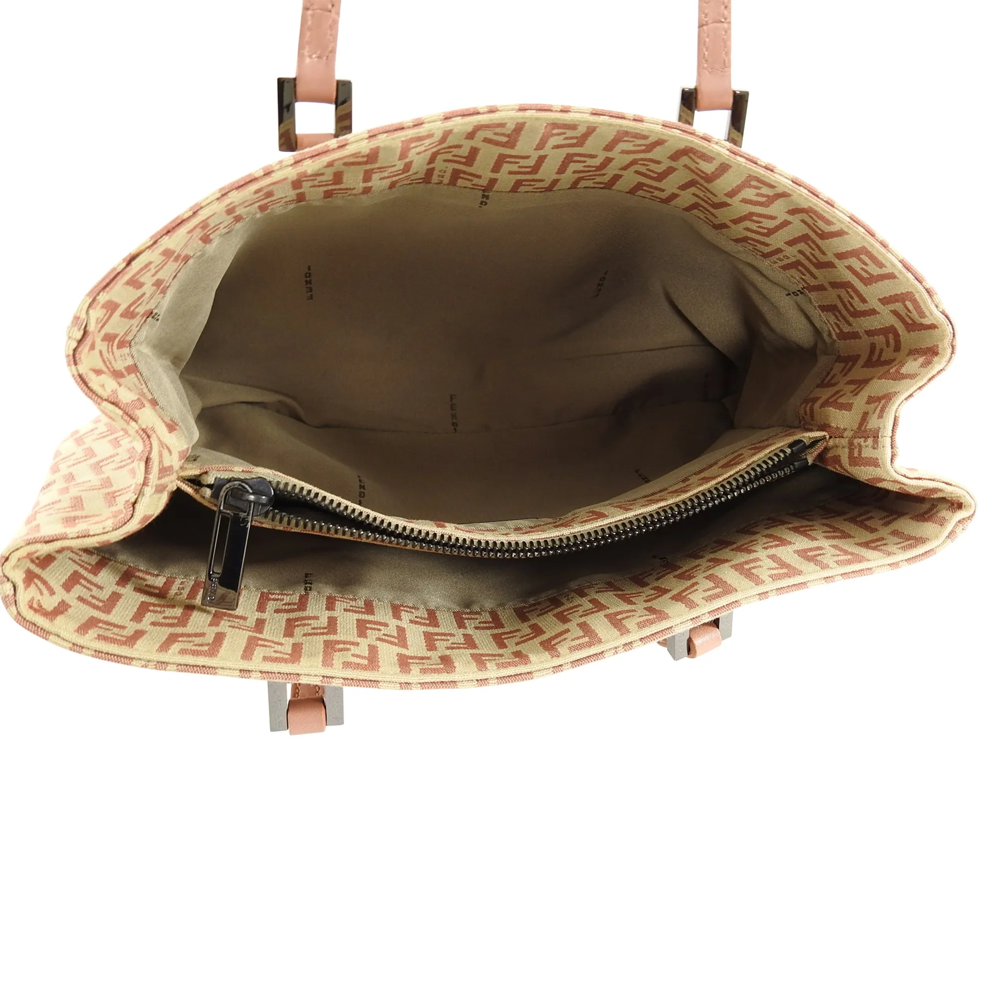 Fendi Zucca Small Pink and Beige FF Logo Tote Bag