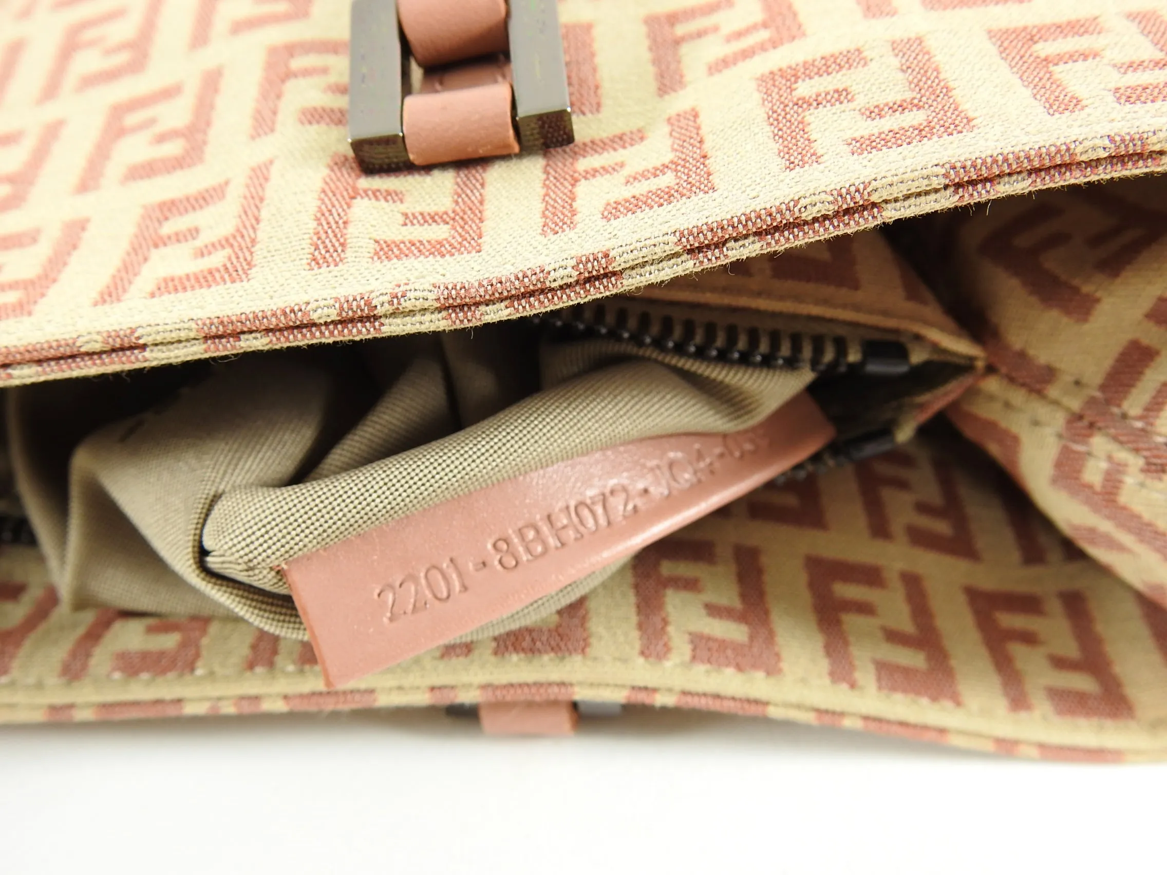 Fendi Zucca Small Pink and Beige FF Logo Tote Bag