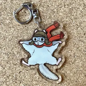Flying Squirrel Pilot Clear Acrylic Keychains