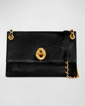 G Large Flap Leather Crossbody Bag