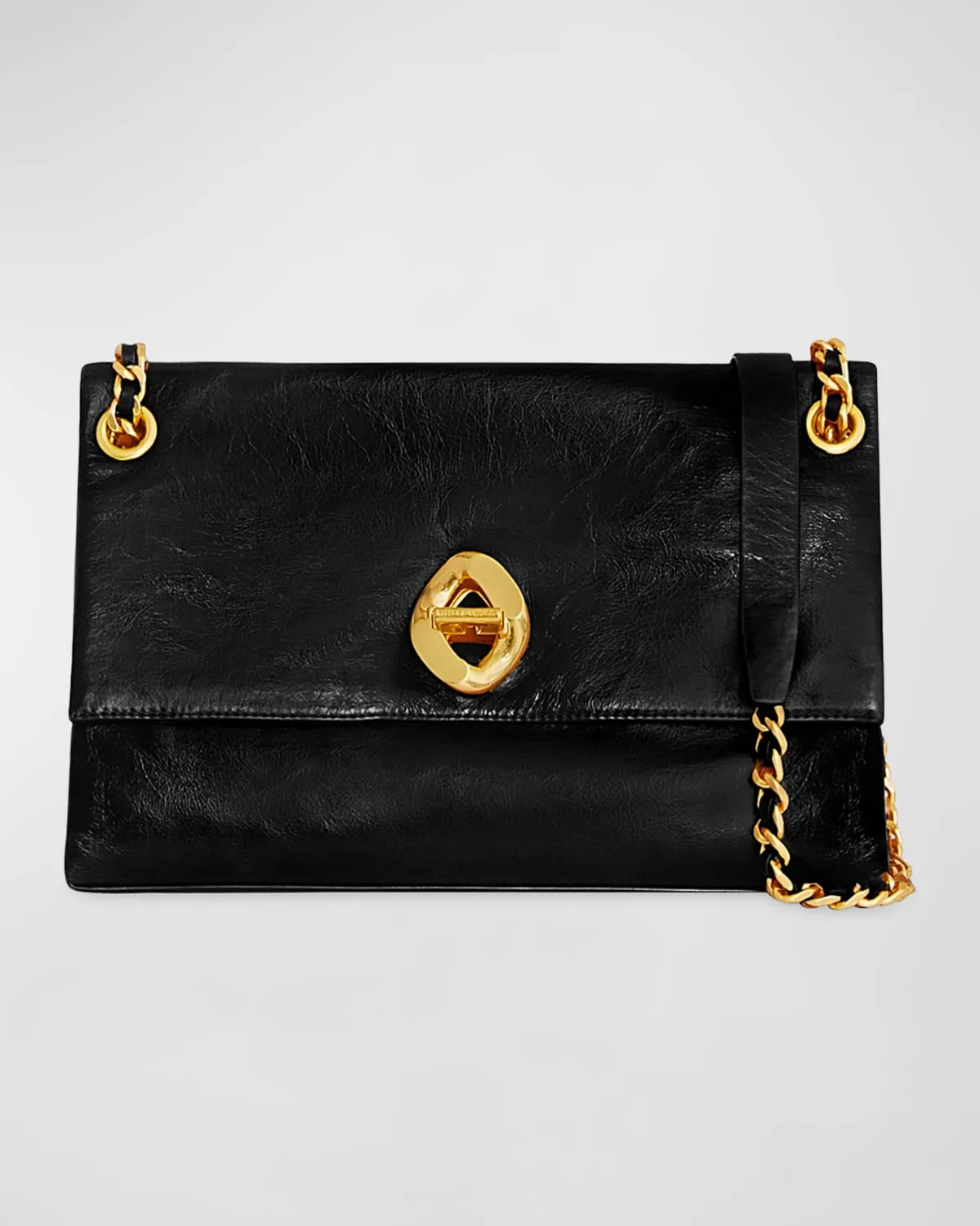 G Large Flap Leather Crossbody Bag