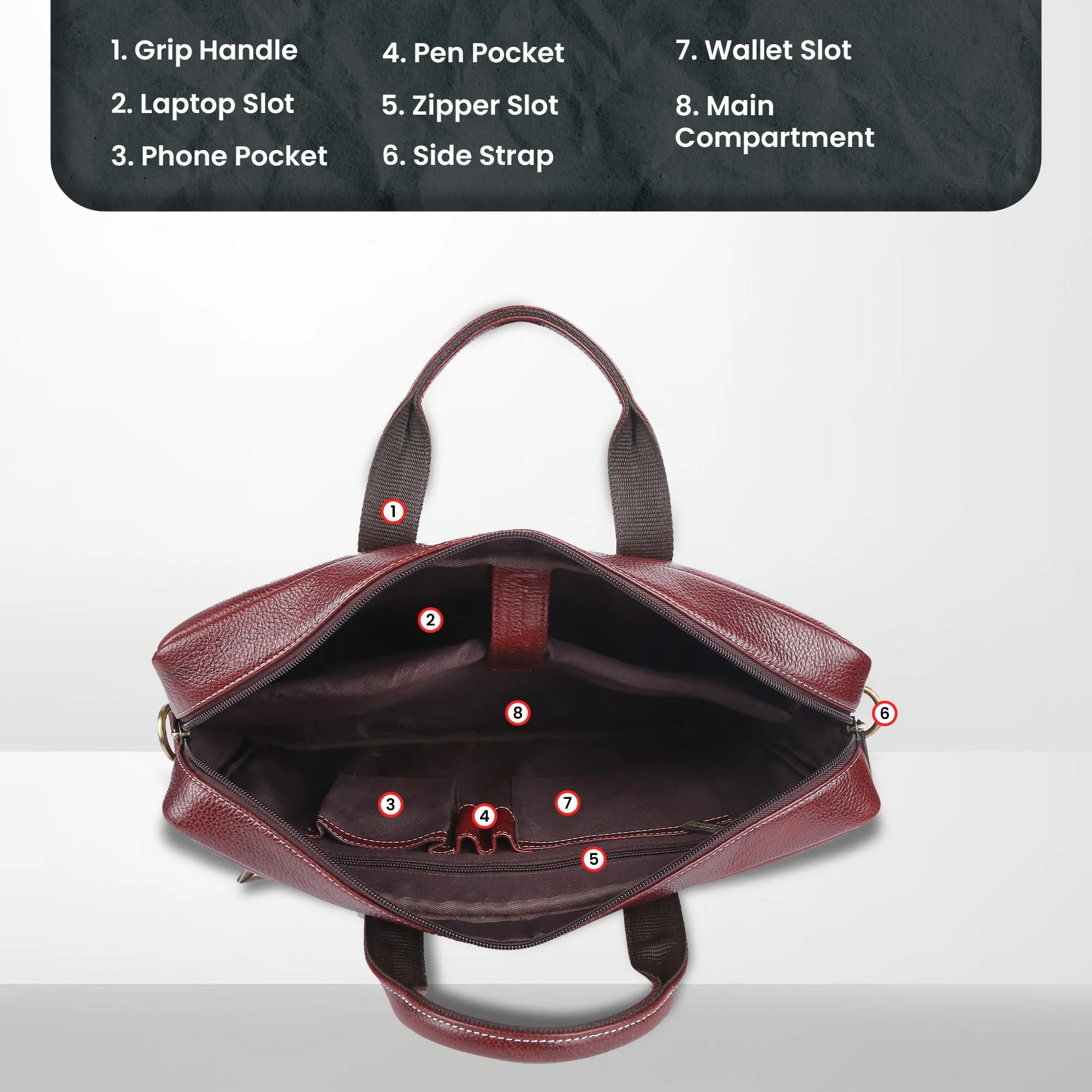 Genuine Leather Office Laptop Bags - Fits MacBook, Notebook up to 16 Inch - 1 Year Warranty