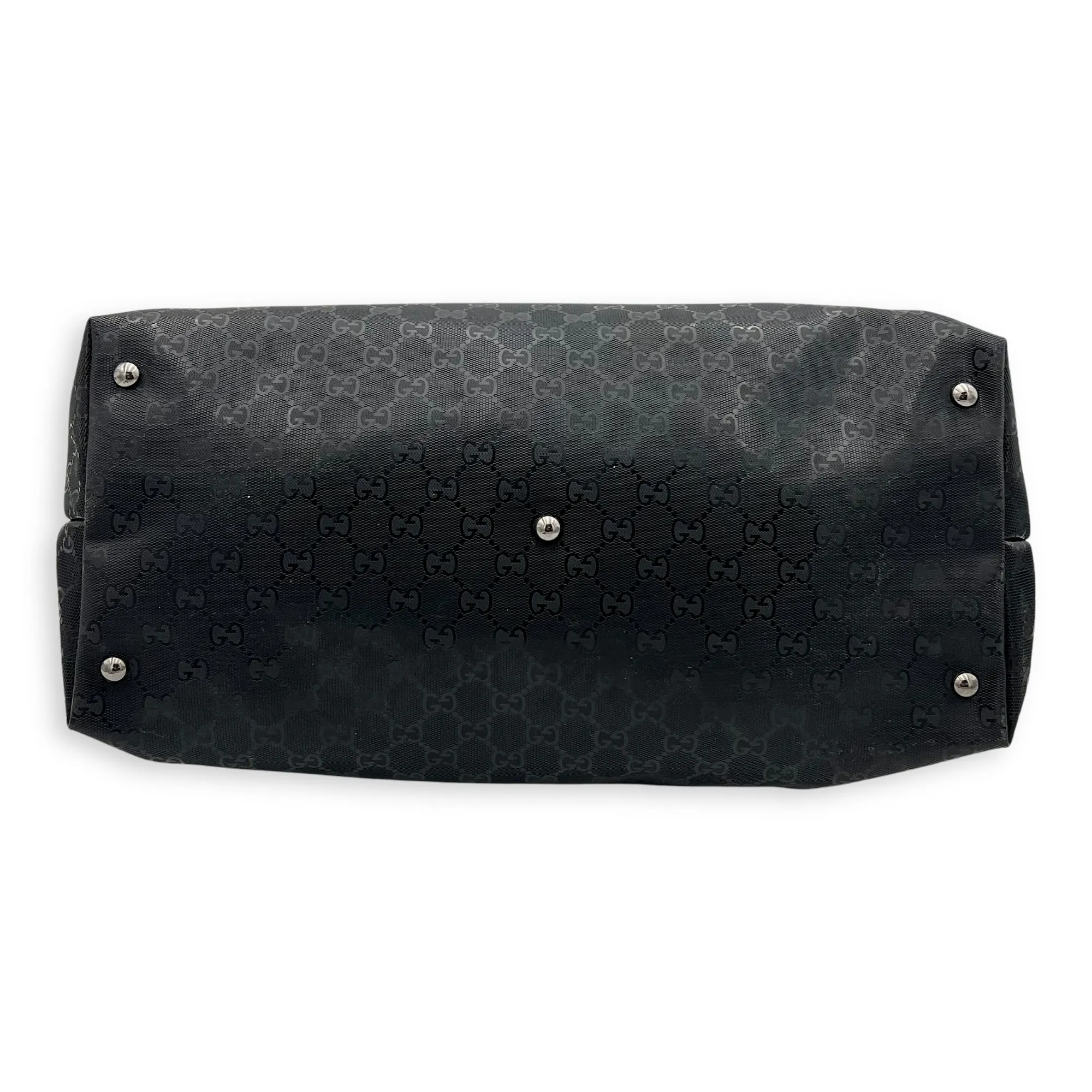 GG Tote Bag Black in Coated Canvas, Gunmetal hardware
