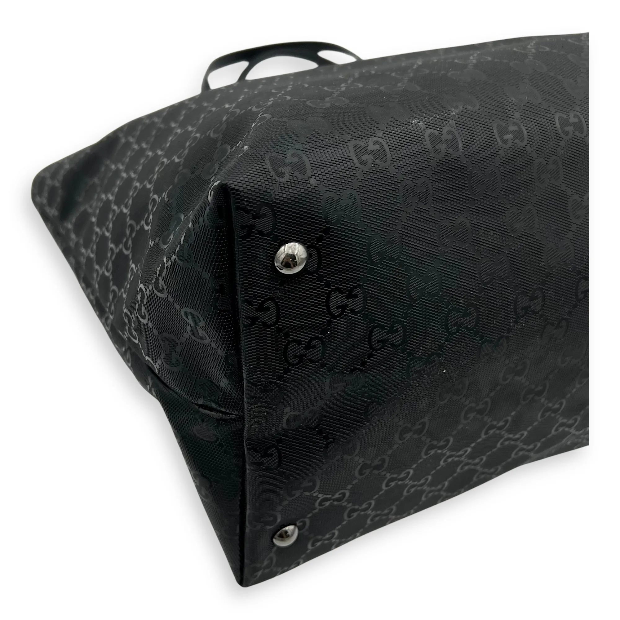GG Tote Bag Black in Coated Canvas, Gunmetal hardware