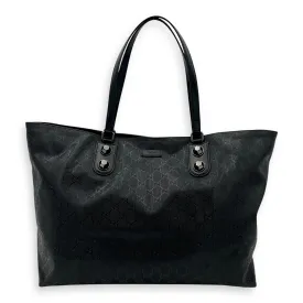 GG Tote Bag Black in Coated Canvas, Gunmetal hardware