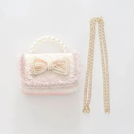 Girls Pink Tweed Handbag