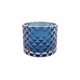 GLASS CANDLE HOLDER BLUE 5.5x6CM