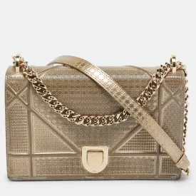Gold Microcannage Patent Leather Medium Diorama Shoulder Bag