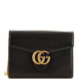 GUCCI GG Marmont Chain Wallet Leather Mini
