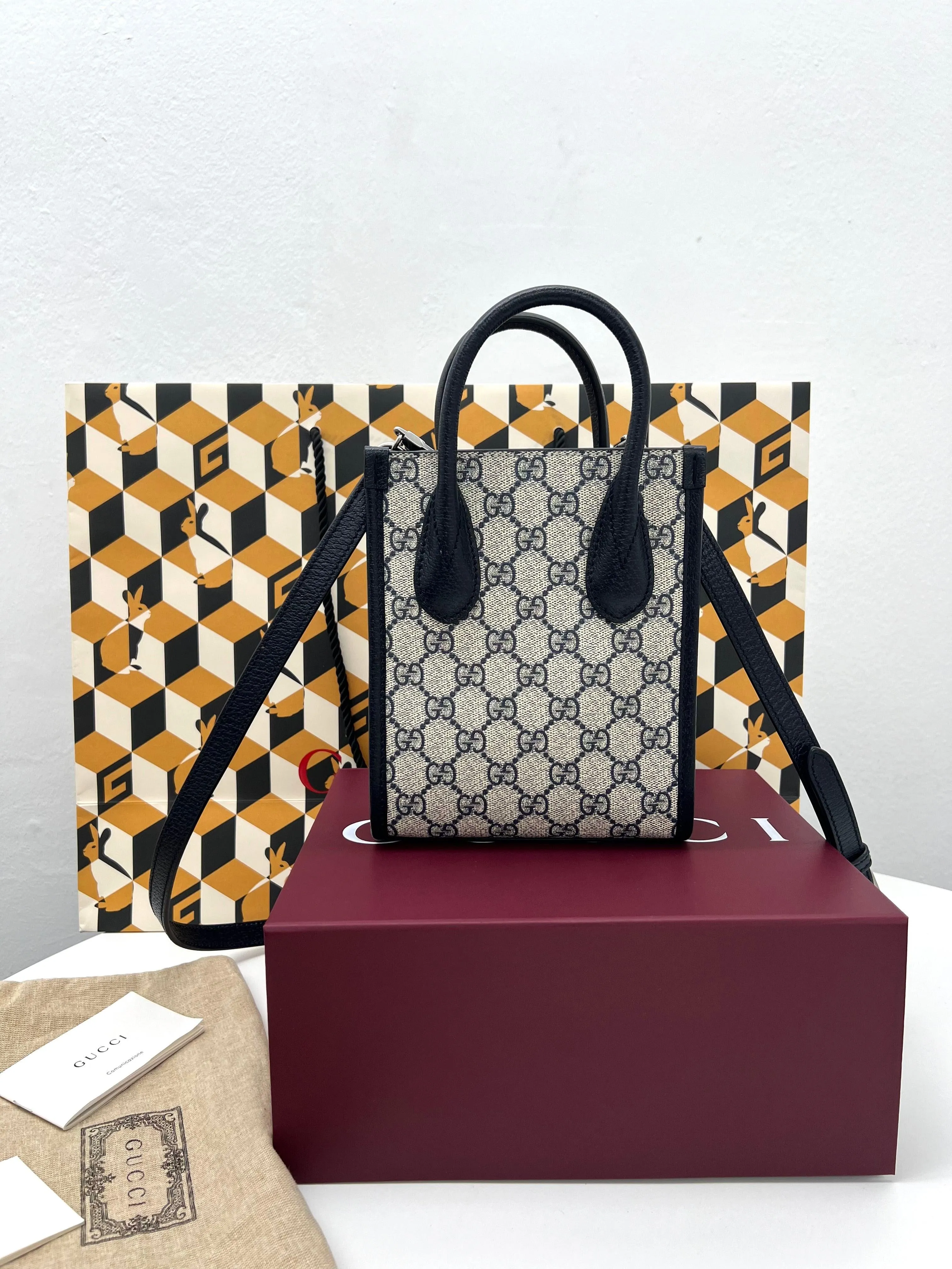 GUCCI Supreme Mini Tote Bag With Interlocking