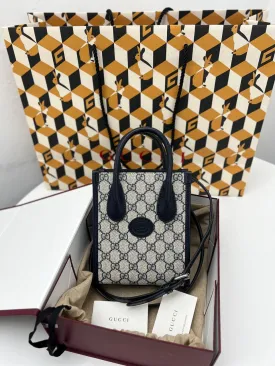 GUCCI Supreme Mini Tote Bag With Interlocking