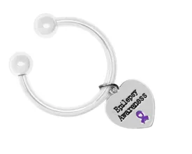 Heart Shaped Epilepsy Awareness Keychains