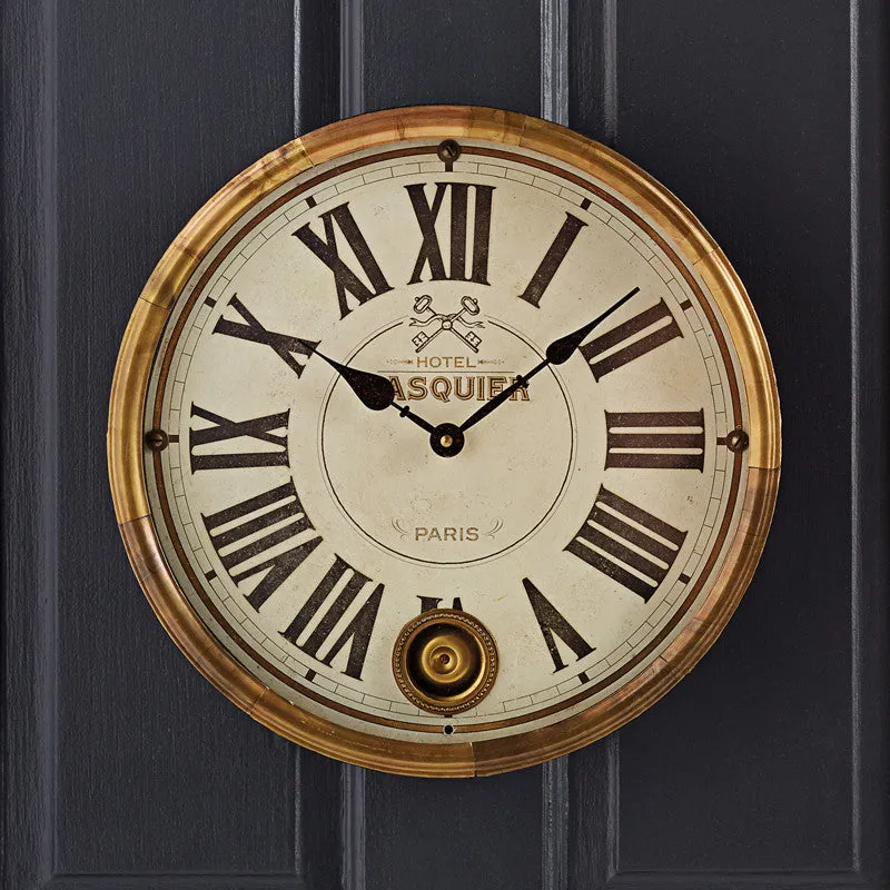 Hotel Pasquier Brass Wall Clock
