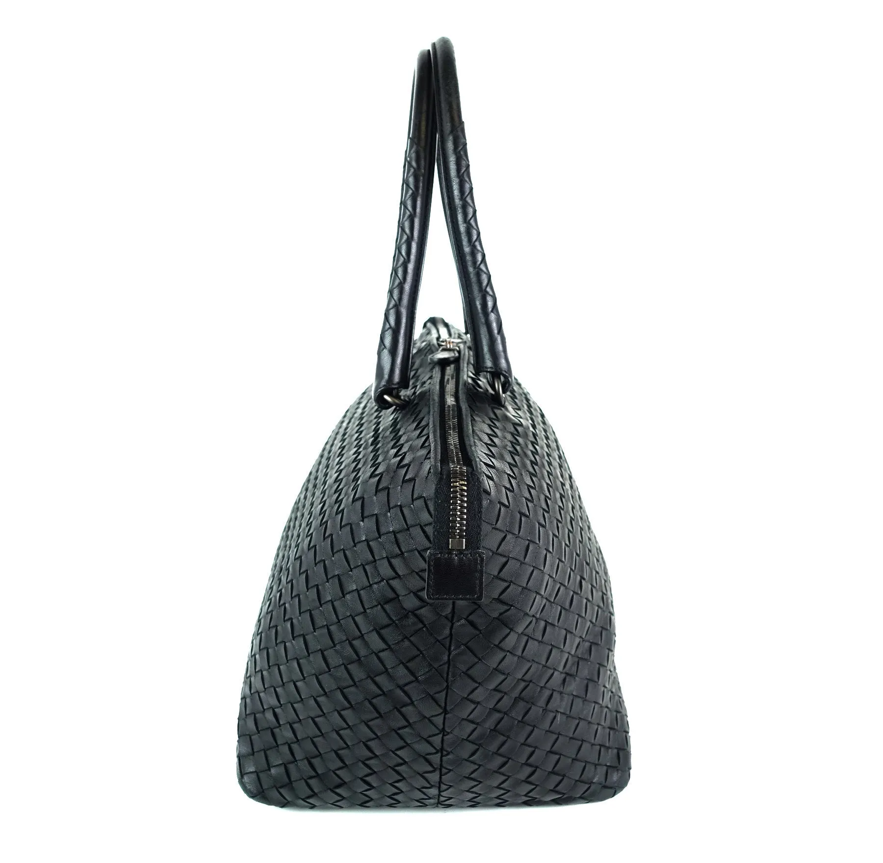 Intrecciato Nappa Leather Top Zip Handbag