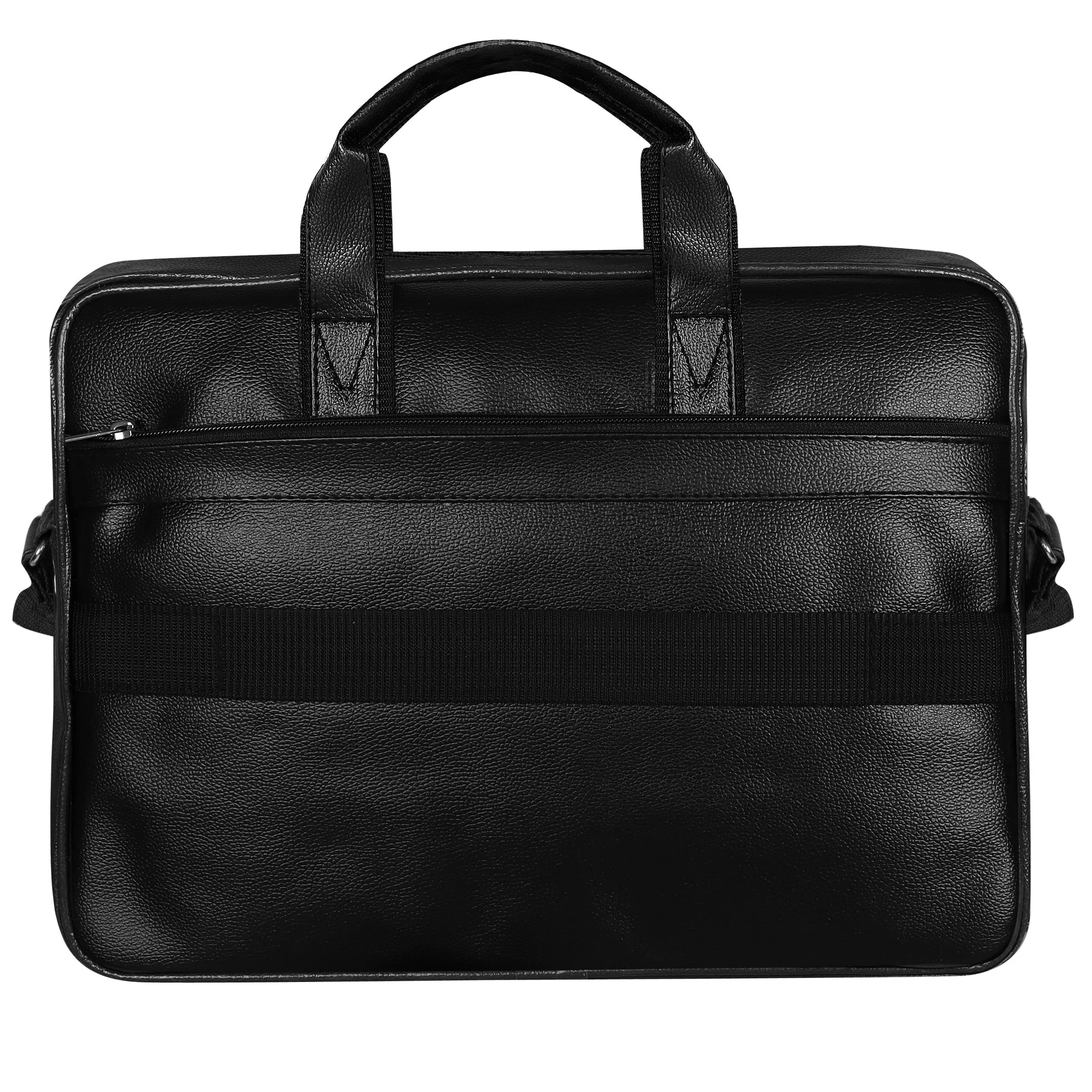 Jaxer Black Leather Laptop Messenger Bag for Men - JXRMB021