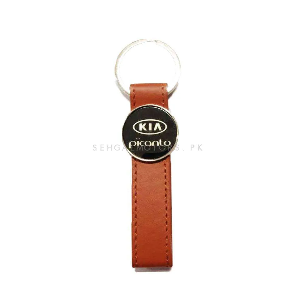 KIA Picanto Logo Leather Keychain Keyring - Key Chains