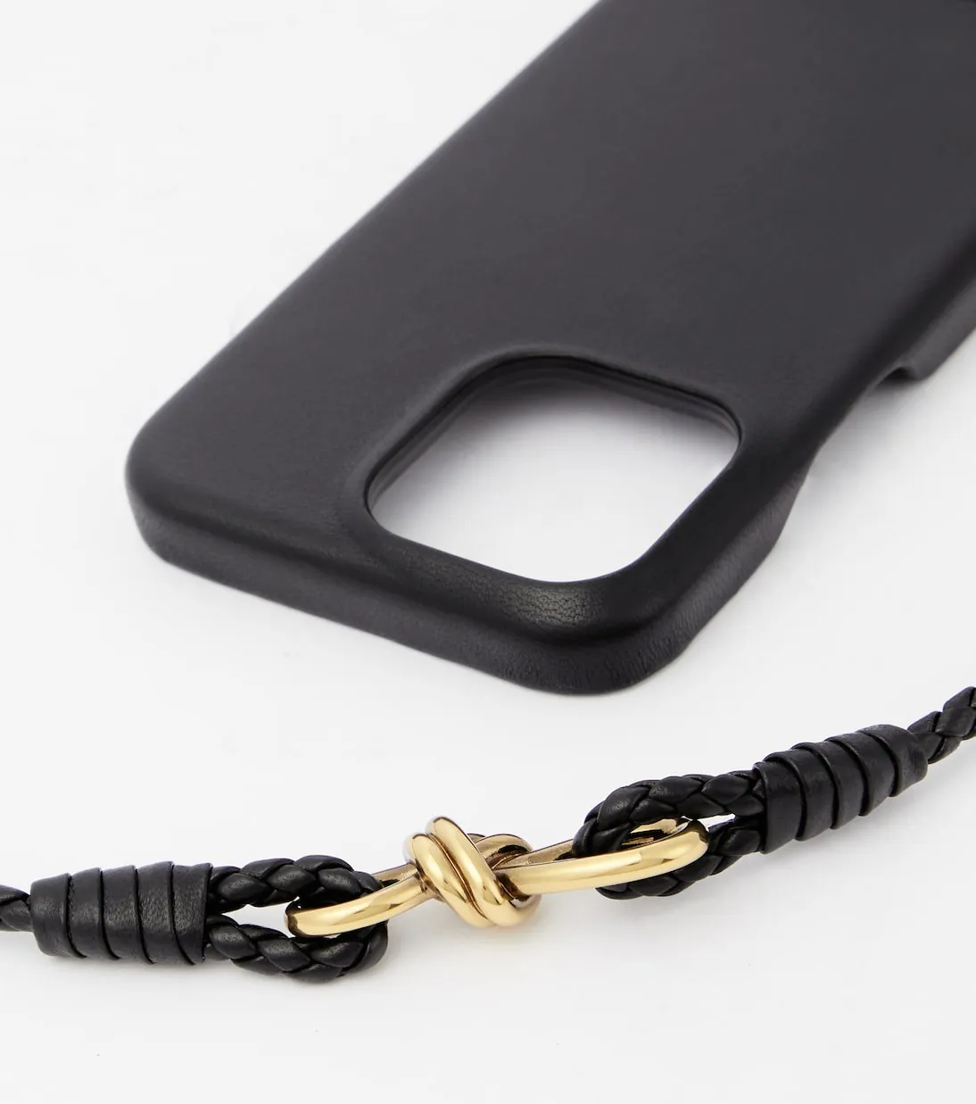 Leather case for iPhone 14 pro max Bottega Veneta, black