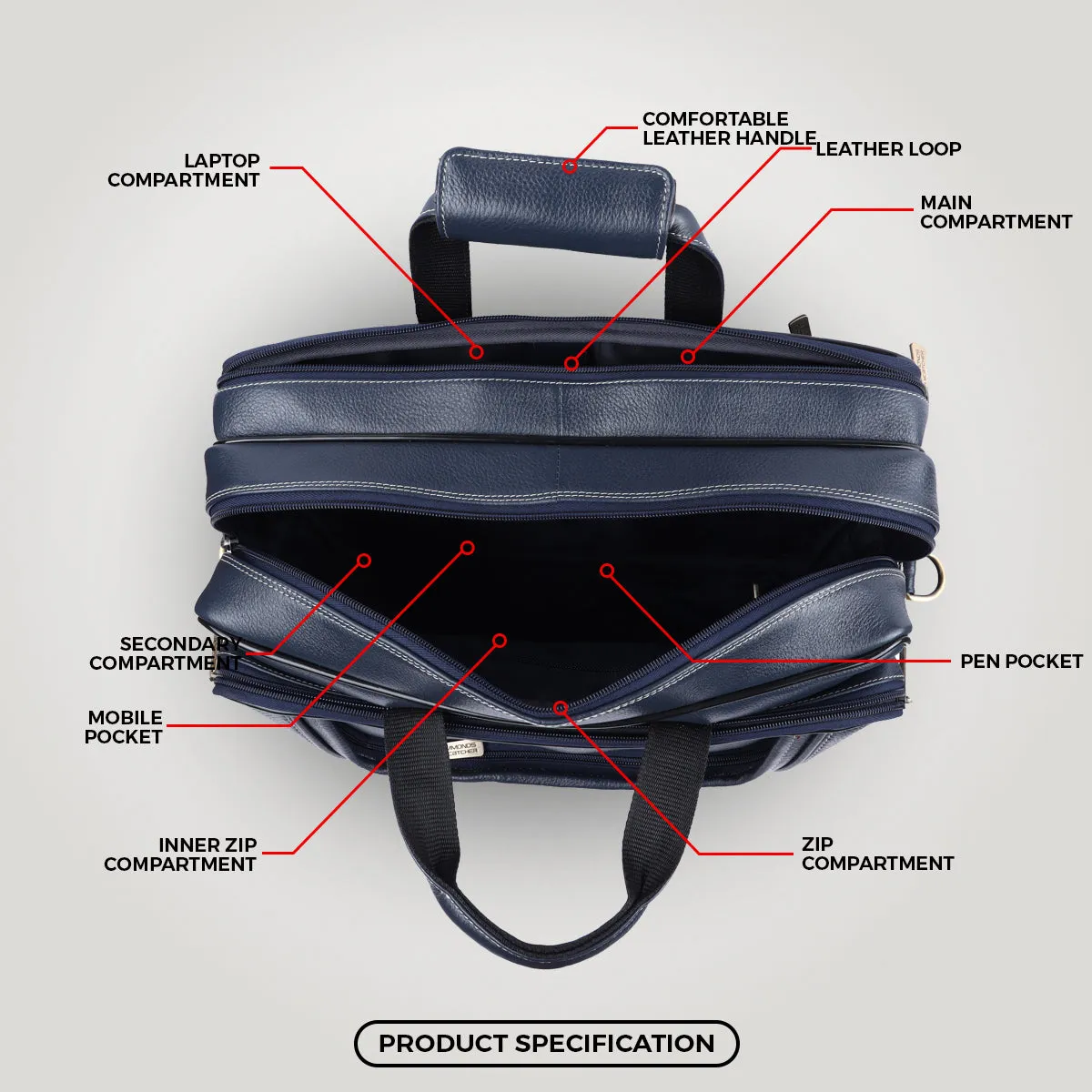 Leather office side bag For Laptop - Laptop Bag for 14-16 Inch Laptop/MacBook - 1 Year Warranty