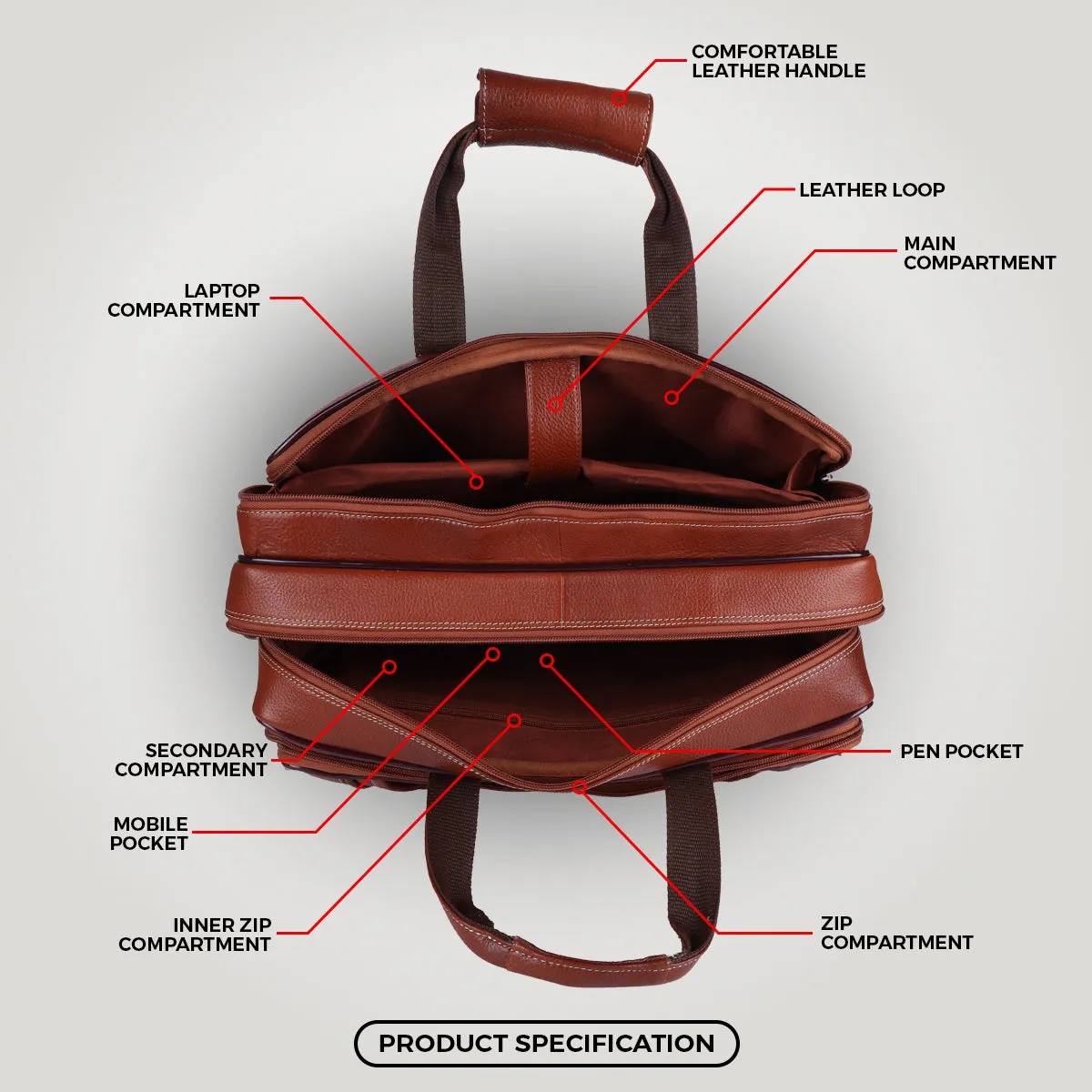 Leather office side bag For Laptop - Laptop Bag for 14-16 Inch Laptop/MacBook - 1 Year Warranty