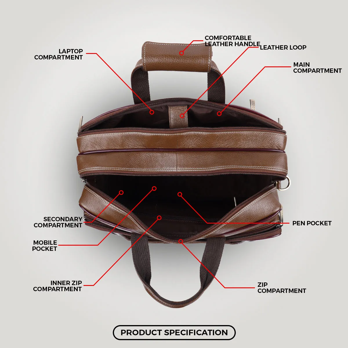 Leather office side bag For Laptop - Laptop Bag for 14-16 Inch Laptop/MacBook - 1 Year Warranty