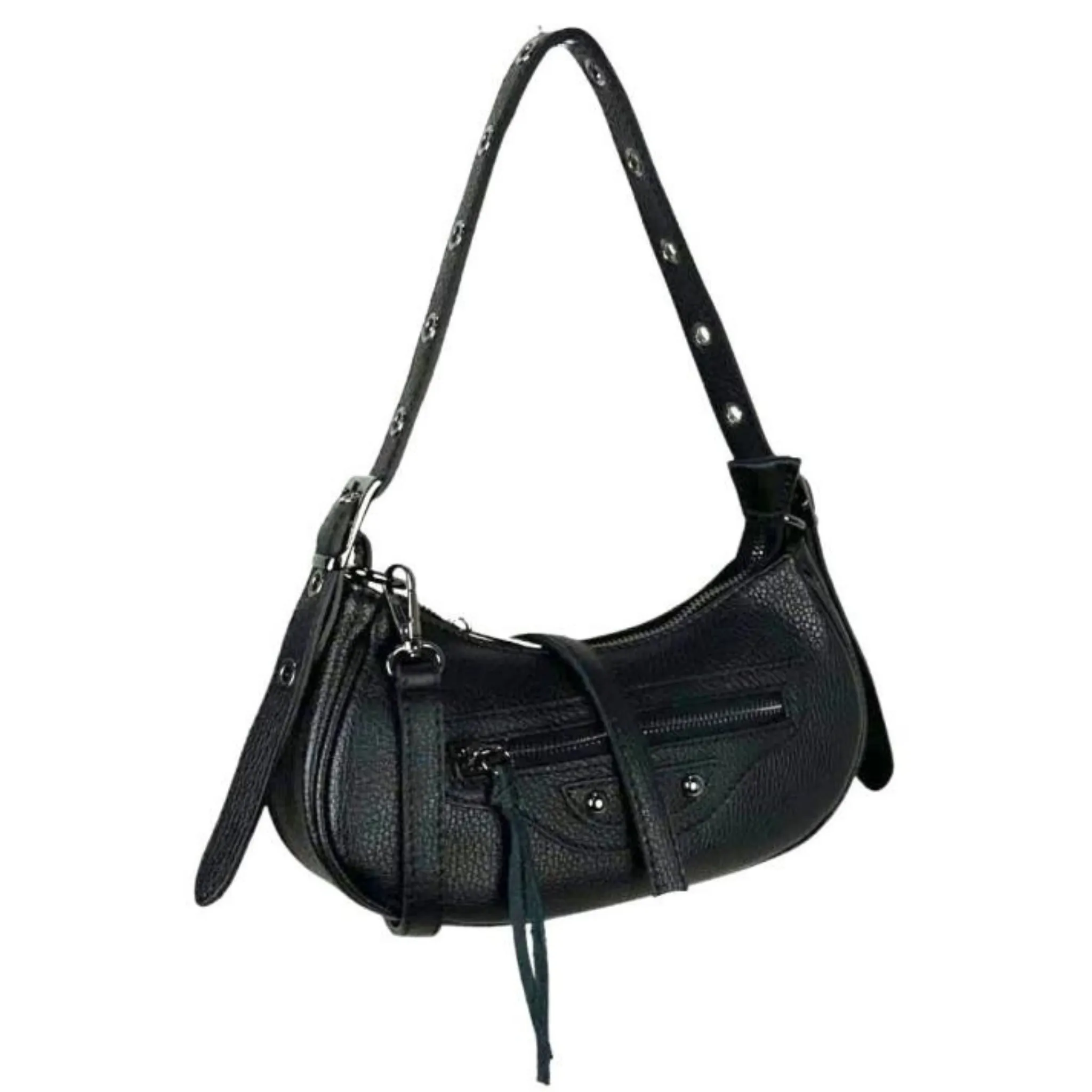 Leather Shoulder Bag with Front Pocket