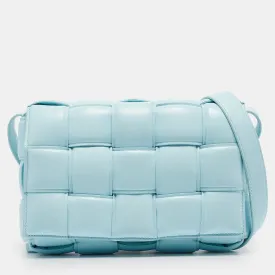 Light Blue Padded Leather Cassette Shoulder Bag