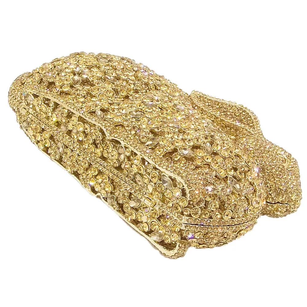 Luxury Rabbit Bunny Gold Crystal Minaudiere Clutch Evening Bag For Women