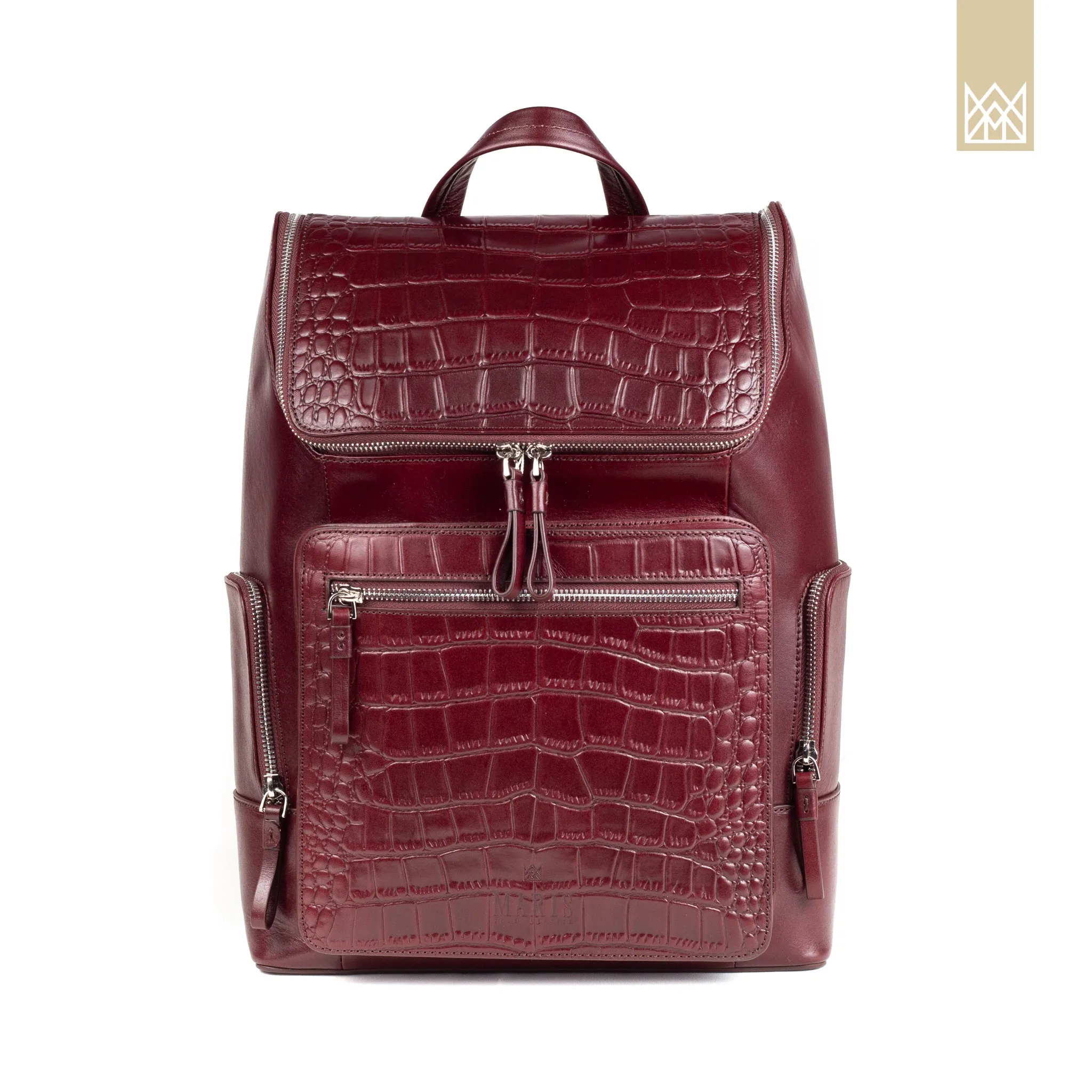 Maroon Genuine Leather Backpack by Maris