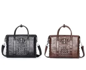 Men's Genuine Crocodile  Skin Leather Business Briefcase Bag