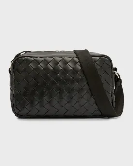 Men's Leather Intrecciato Crossbody Camera Bag