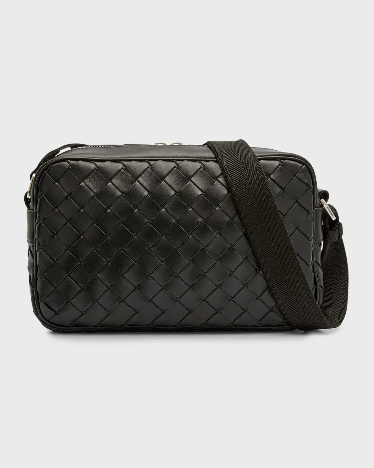 Men's Leather Intrecciato Crossbody Camera Bag