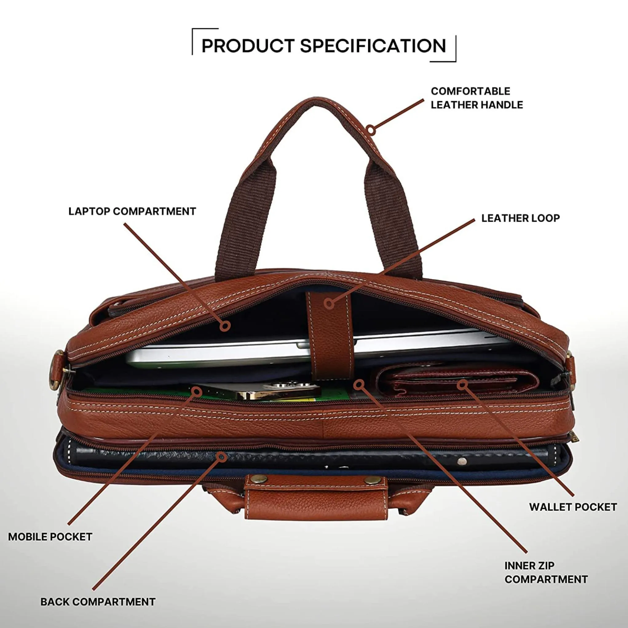 MISSOURI Leather Laptop Messenger Bag for Men
