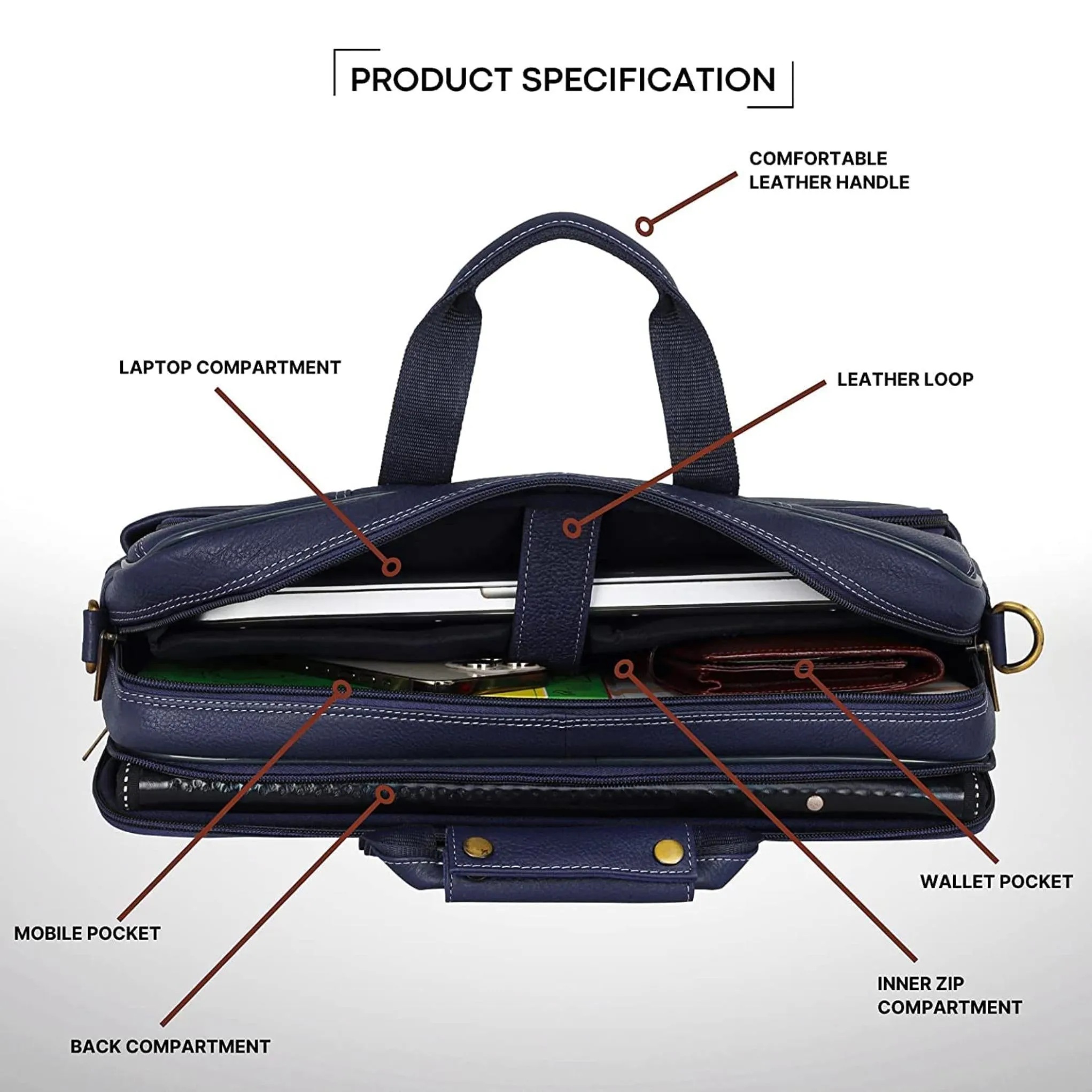 MISSOURI Leather Laptop Messenger Bag for Men