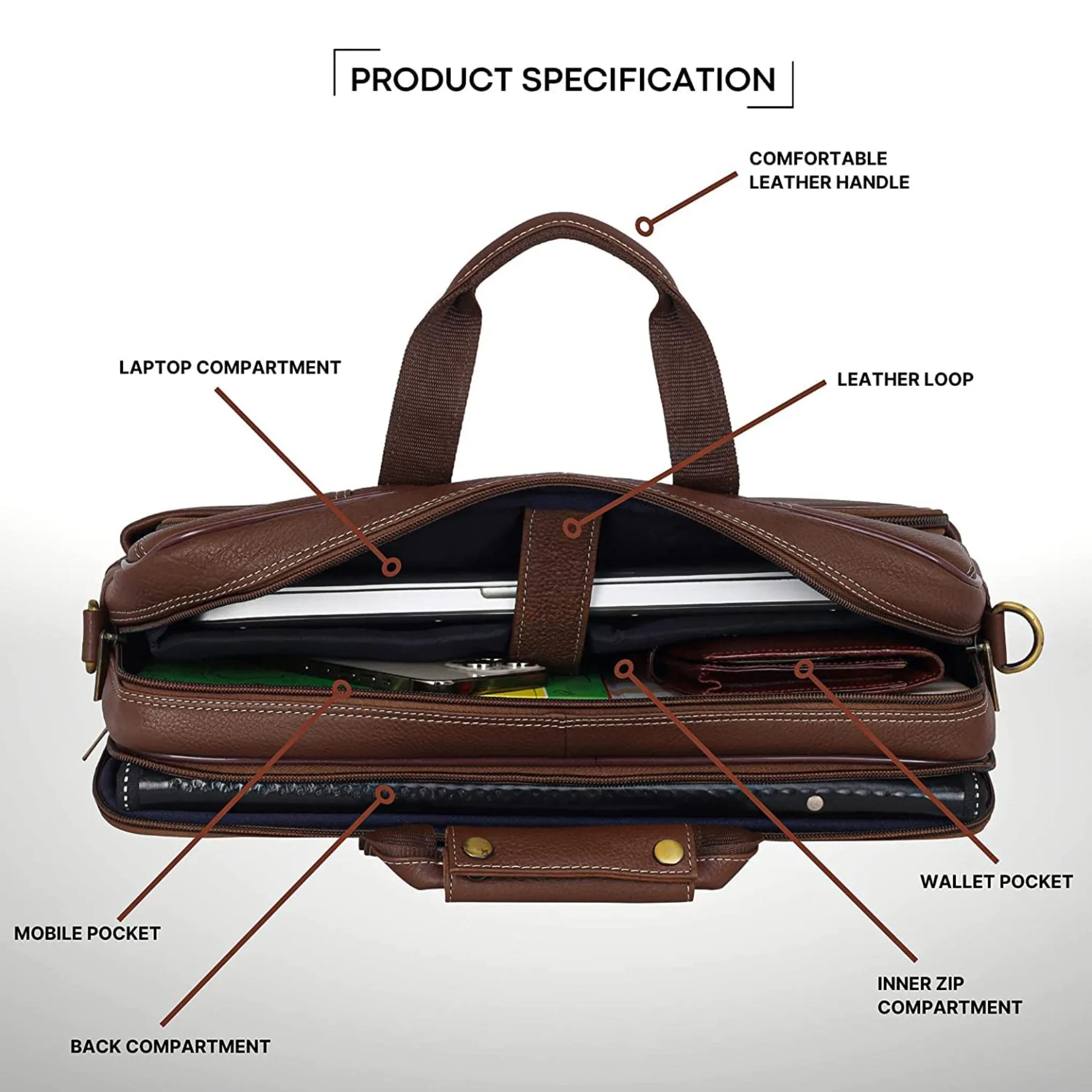 MISSOURI Leather Laptop Messenger Bag for Men