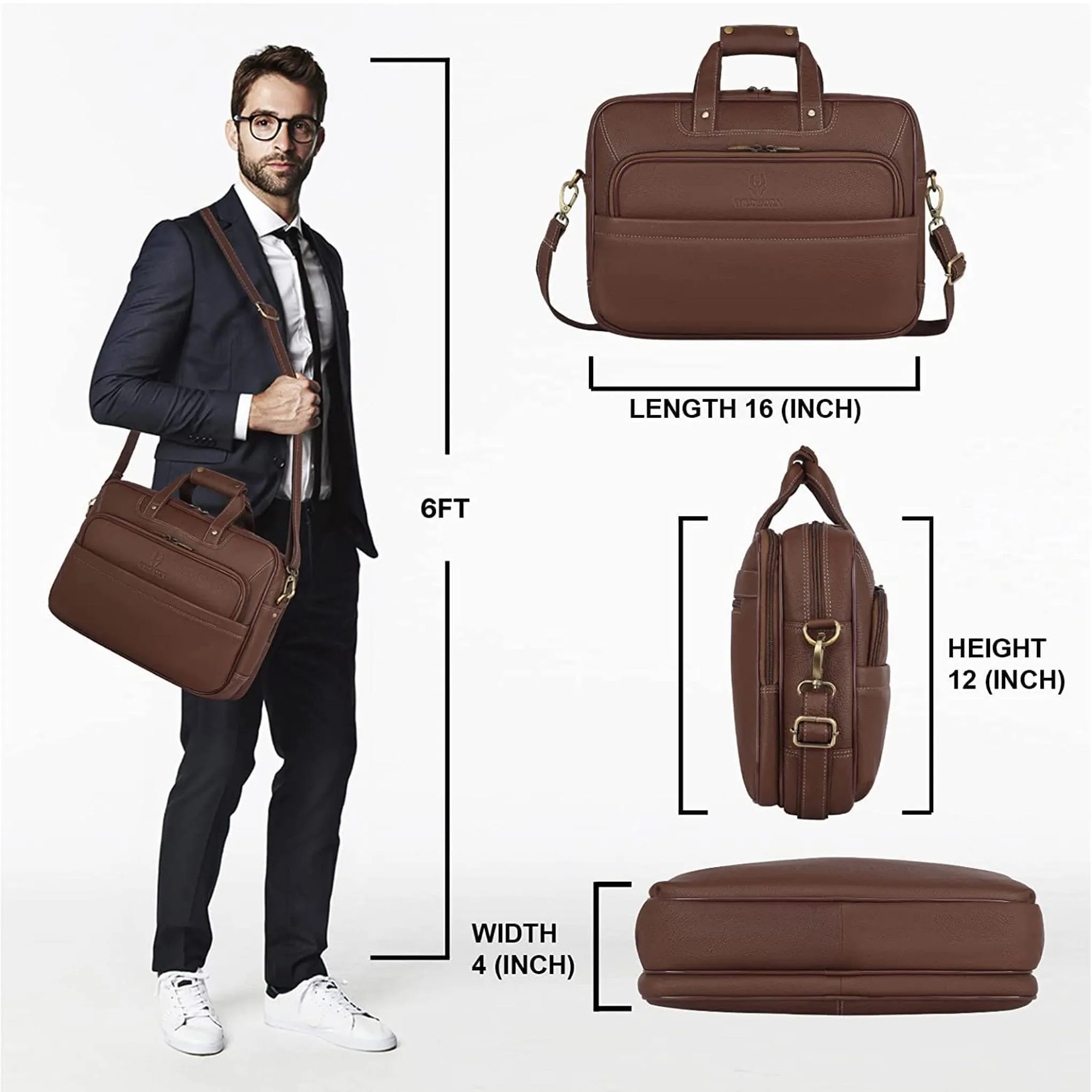 MISSOURI Leather Laptop Messenger Bag for Men