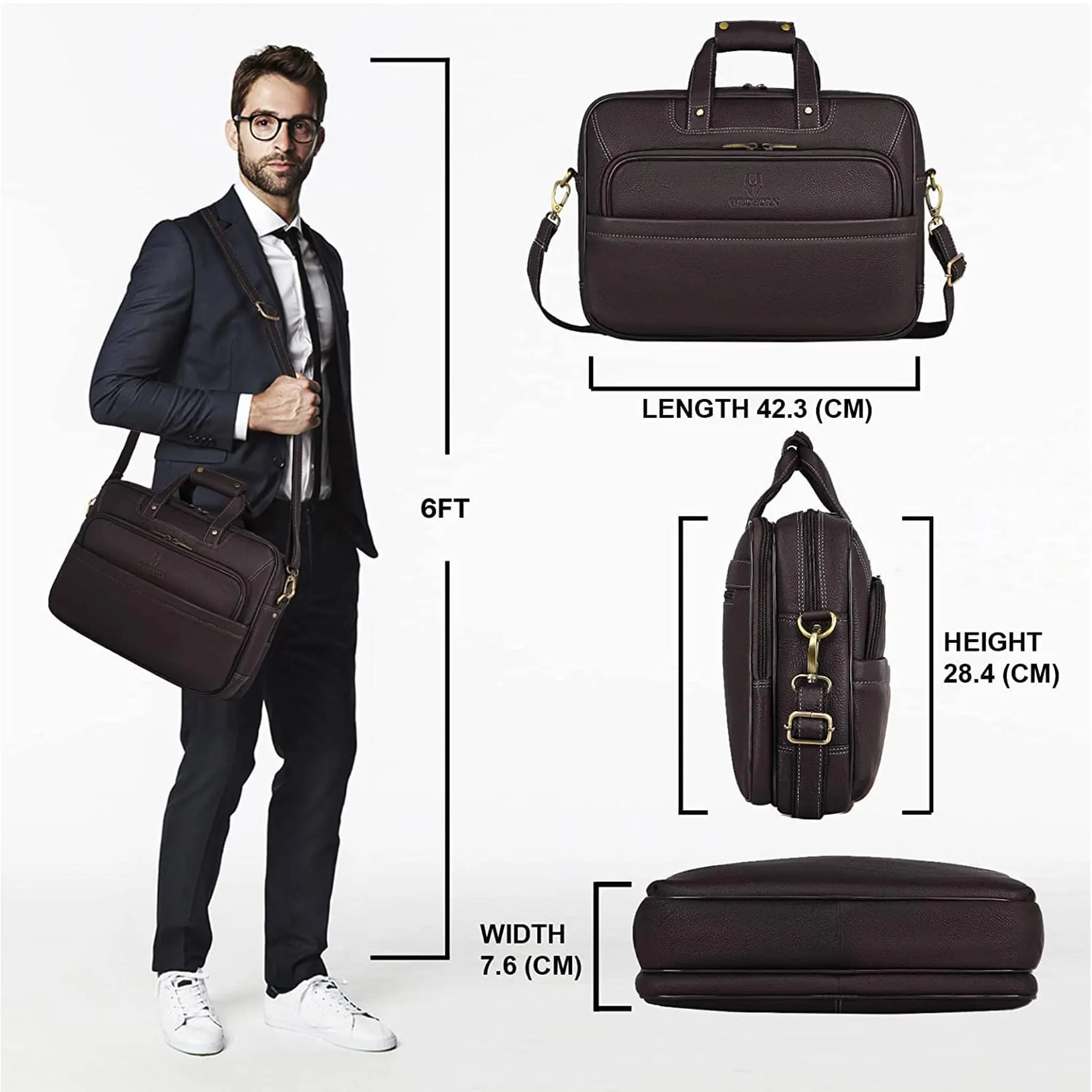 MISSOURI Leather Laptop Messenger Bag for Men
