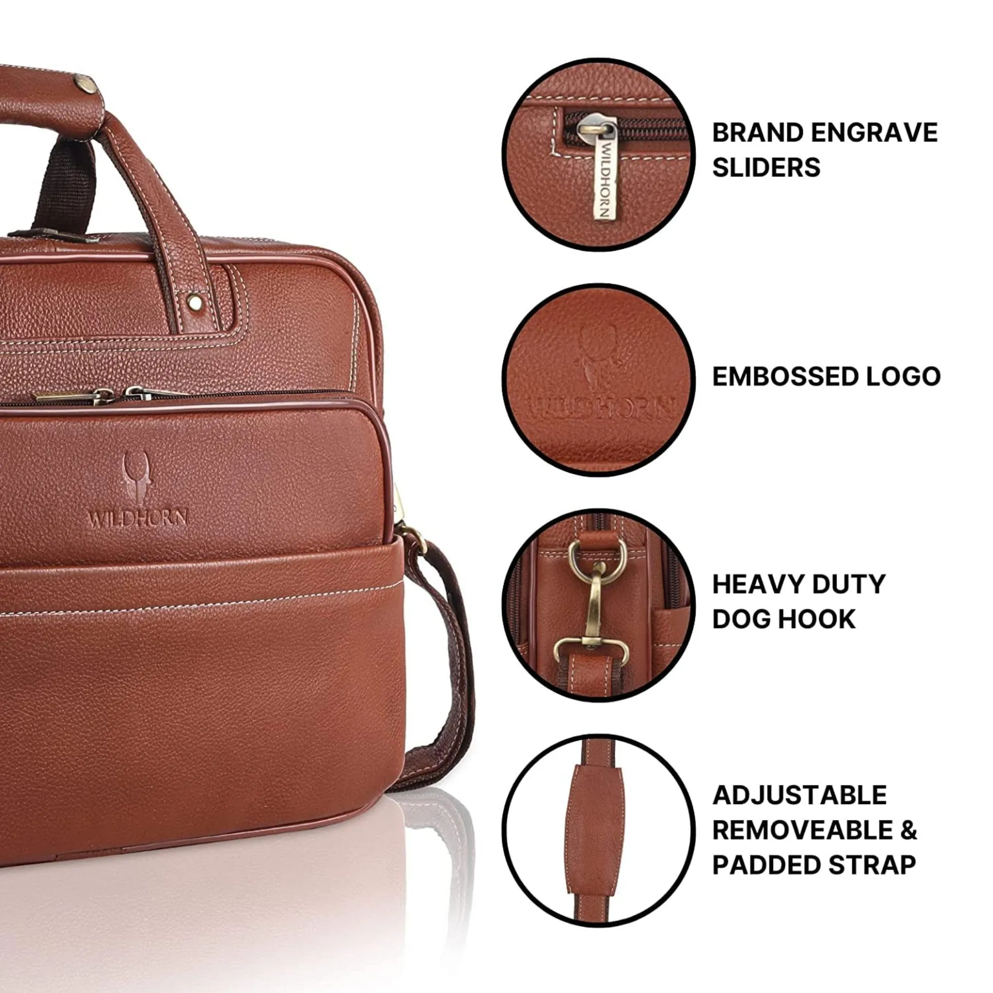 MISSOURI Leather Laptop Messenger Bag for Men