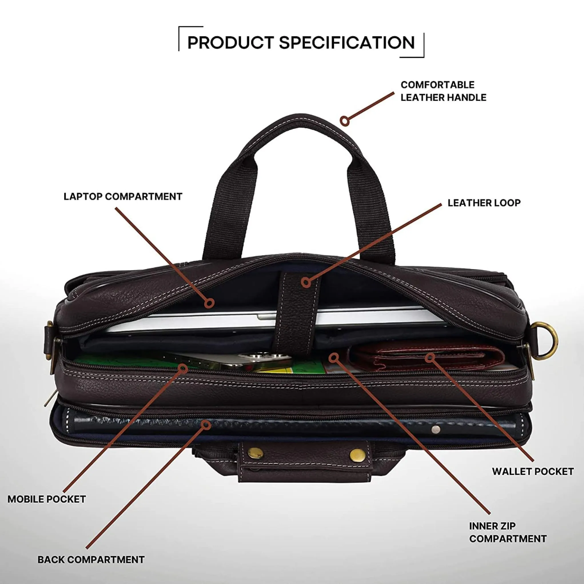 MISSOURI Leather Laptop Messenger Bag for Men