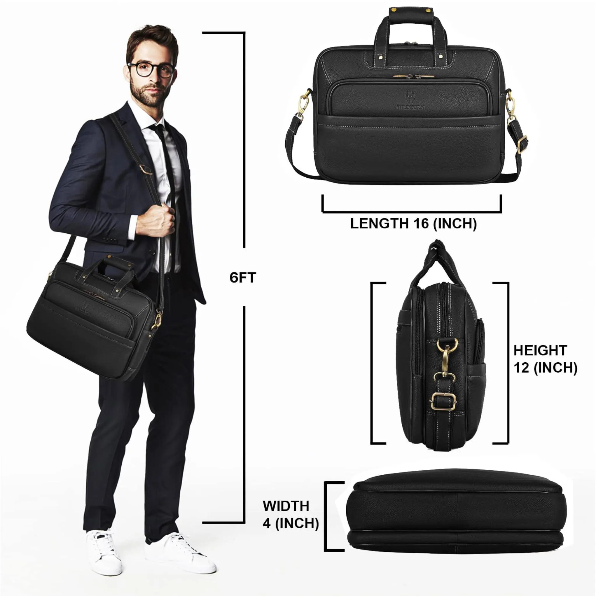 MISSOURI Leather Laptop Messenger Bag for Men