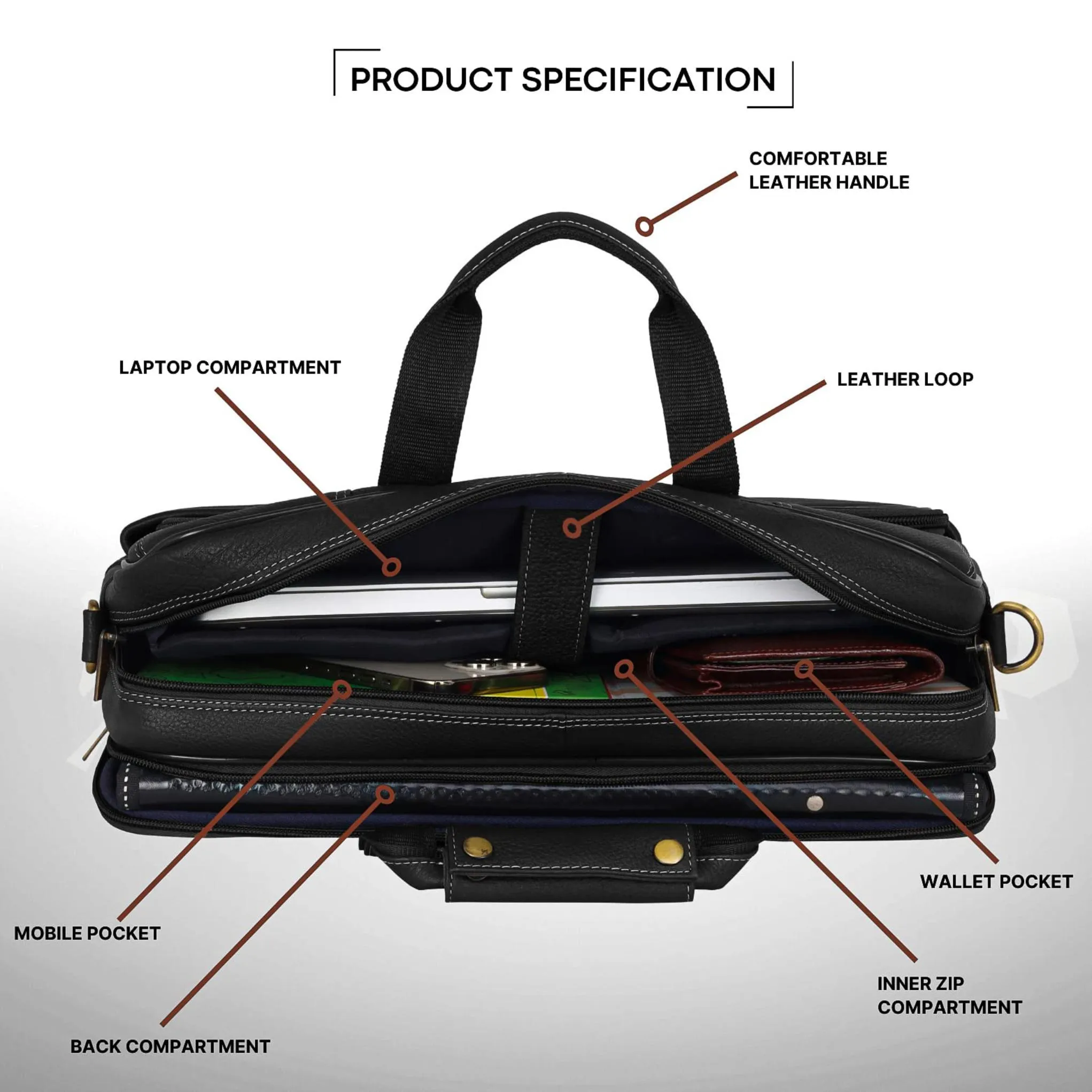 MISSOURI Leather Laptop Messenger Bag for Men
